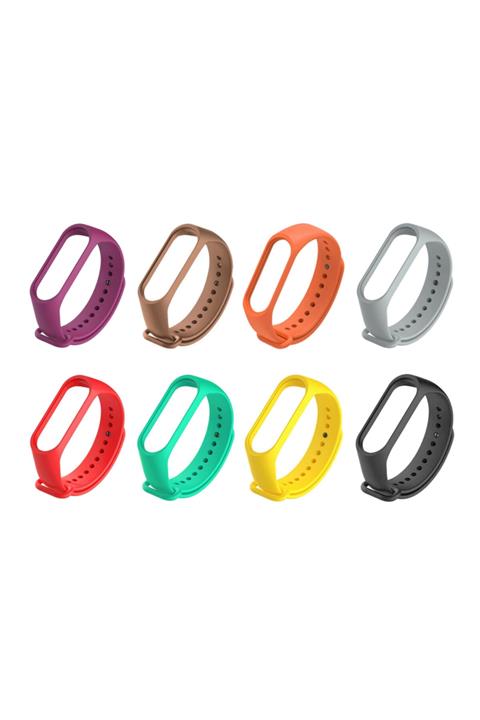 Kılıfreyonum Xiaomi Mi Band 3 4 Uyumlu Silikon Kordon Seti 8 Adet