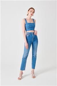 Denim Trip Nıcole - Mom Fit Yüksek Bel Orta Indigo Jean