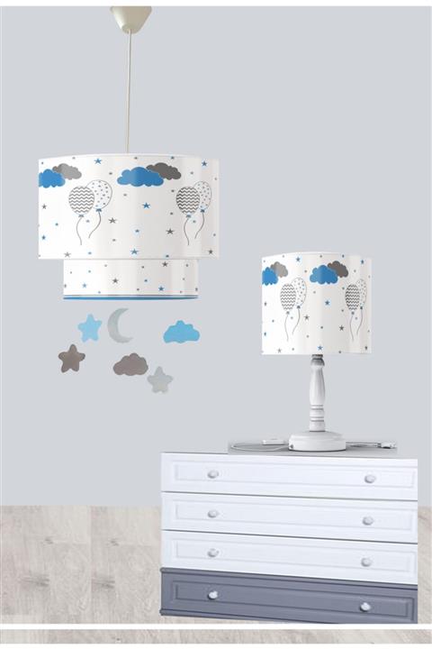 Bebaks Balon Desenli Kampanyalı Avize Ve Gece Lambası Seti