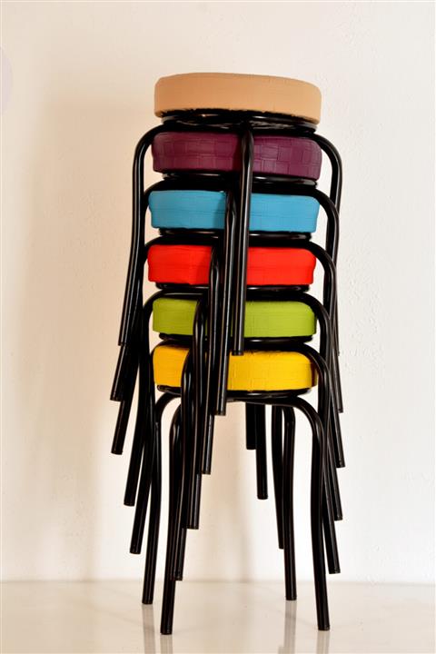 yılmaz masacılık Siyah Ahtapot Profil Metal Tabure 6 Adet