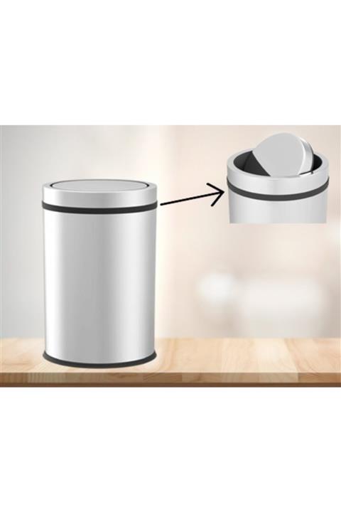 Cekinox Home Mutfak Tipi Döner Kapaklı Çöp Kovası 5 Litre Krom