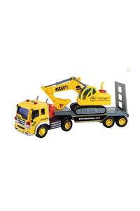 VARDEM OYUNCAK 571a Vardem 1:16 Sürtmeli Sesli Işıklı Excavator Taşıyan Tır 571ıg-572s