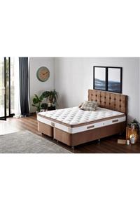 Niron Yatak Niron Latte 150x200 Cm Çift Kişilik Yatak Baza Başlık Seti - Sert Yatak, Kumaş Baza Ve Başlık Takımı