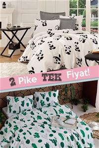 Ev & Ev Home 2li Pike Tek Kişilik Panda + Kaktüs Yeşil