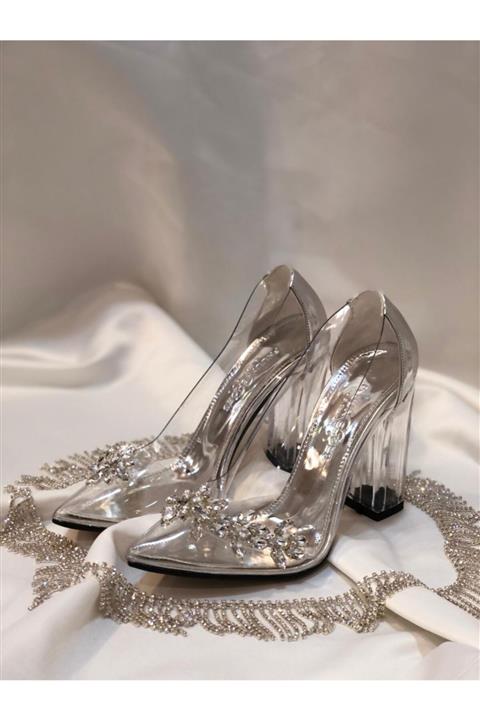 PANDORA MODA Şeffaf Taşlı Stiletto