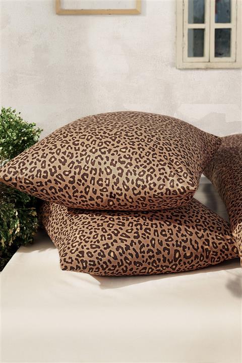 Cote Blanc Leopar %100 Pamuk Ranforce 2'li Yastık Kılıfı 50x70