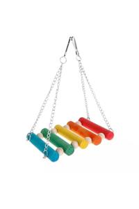 UniqBirdToys Ahşap Renkli Kuş Oyun Salıncağı ( Hamak )