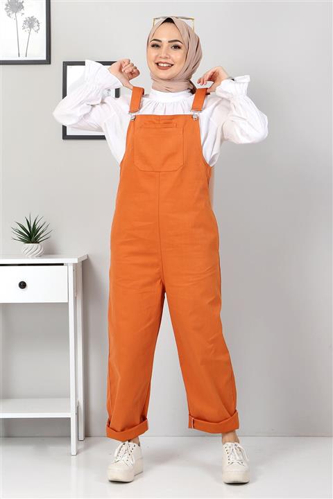 Tesettür Dünyası Önü Cepli Tulum Tsd7008 Kiremit