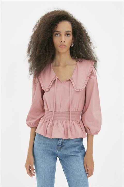 TRENDYOLMİLLA Gül Kurusu Gipeli Bluz TWOAW22BZ0647