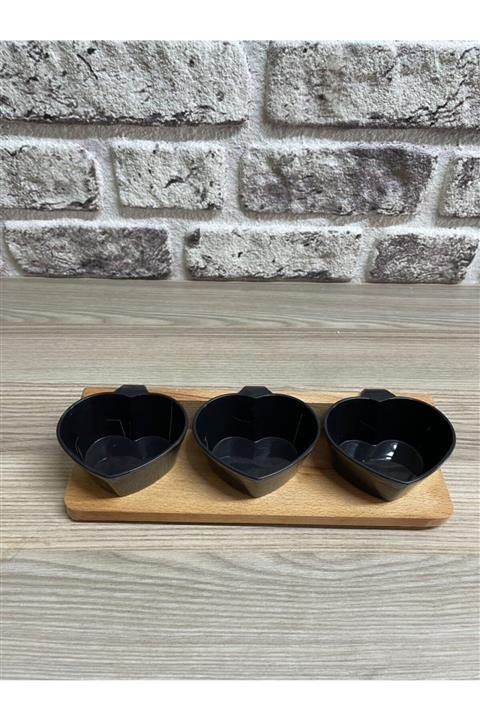 Feronyahome & Garden 3'lü Siyah Kalp Şeklinde Sosluk