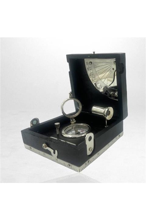 Mukemel Ahşap Kutuda Metal Pusula Dekoratif