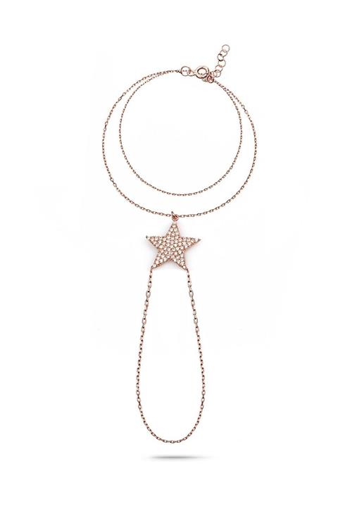 MySilvers Zirkon Taşlı Yıldız Gümüş Şahmeran Kadın Rose Zirkon