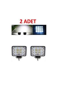 reyoto Off Road Beyaz Işık Sis Farı Lambası 2'li Paket 16 Led Kare 12-24v 48 Watt