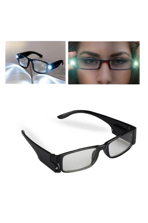 Bifirsat Led Işıklı Kitap Okuma Gözlüğü Siyah