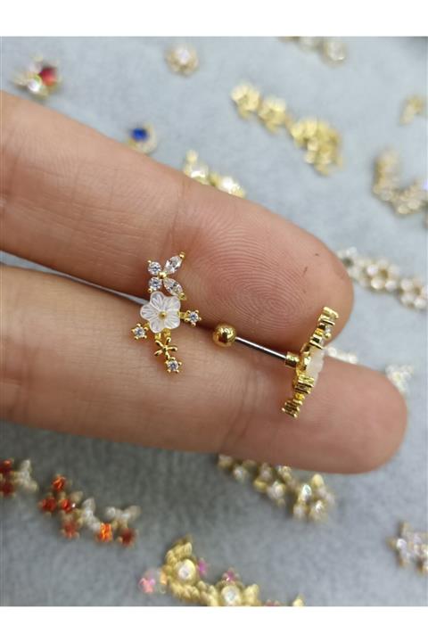 Arescollection Cerrahi Çelik Gold Kıkırdak (helix) Piercingi