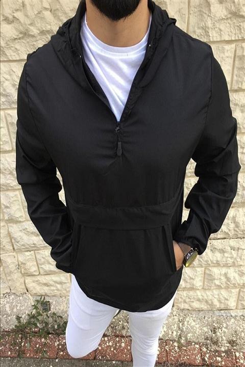 EMTA Unısex Siyah Kanguru Yağmurluk