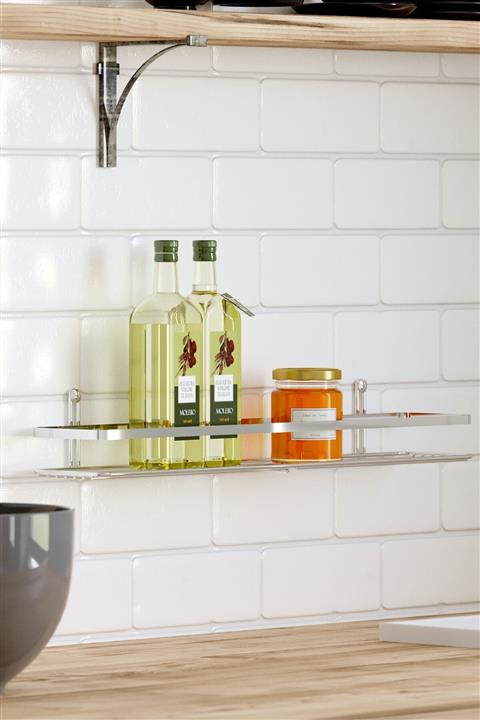 Teknotel Es064 Tek Katlı Lamalı Banyo &mutfak Rafı - Krom