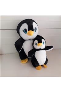 SELAY TOYS 25 Cm Peluş Anne Penguen Ve 15 Cm Peluş Yavru Penguen Oyuncak