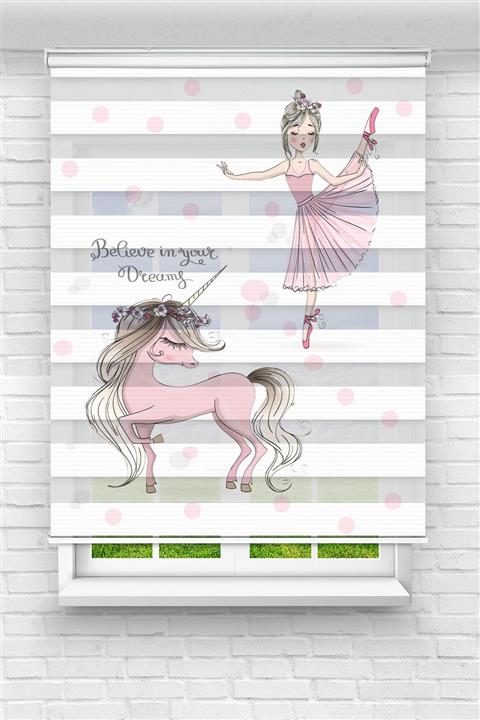 Perdecizade Balerin Kız Çocuk Odası Zebra Perde-baskılı Zebra