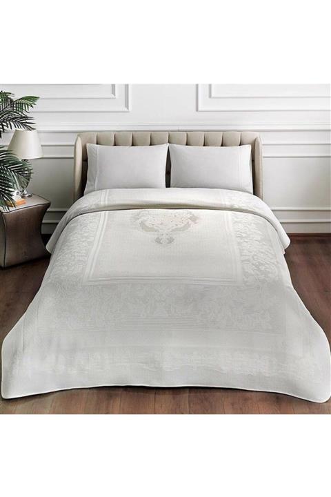 Taç Petrina Jakar Çift Kişilik Pike Takımı Ekru