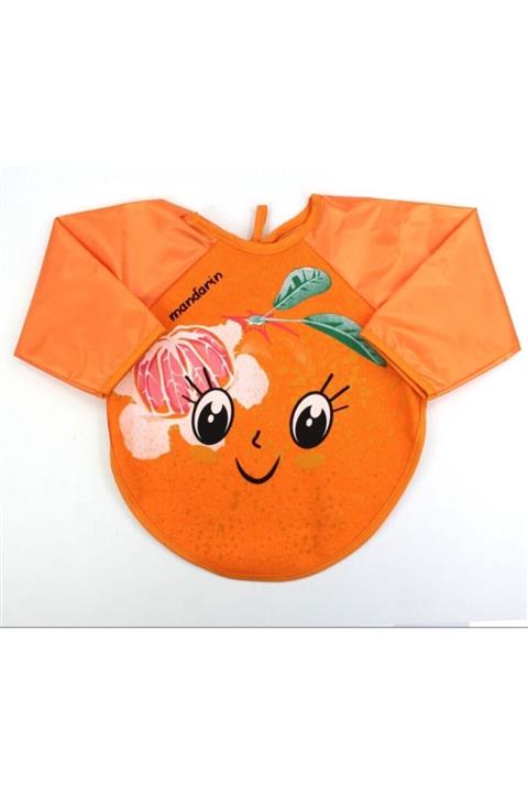 Buude Kids Mandalina (YENİ) Motif Kollu Bebek Mama Önlüğü
