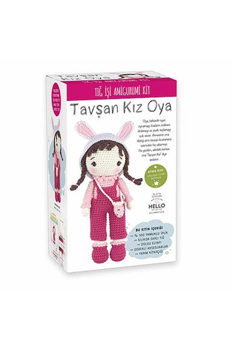 HELLO Dk Cotton Tığ Işi Amigurumi Kit Tavşan Kız Oya Tuva