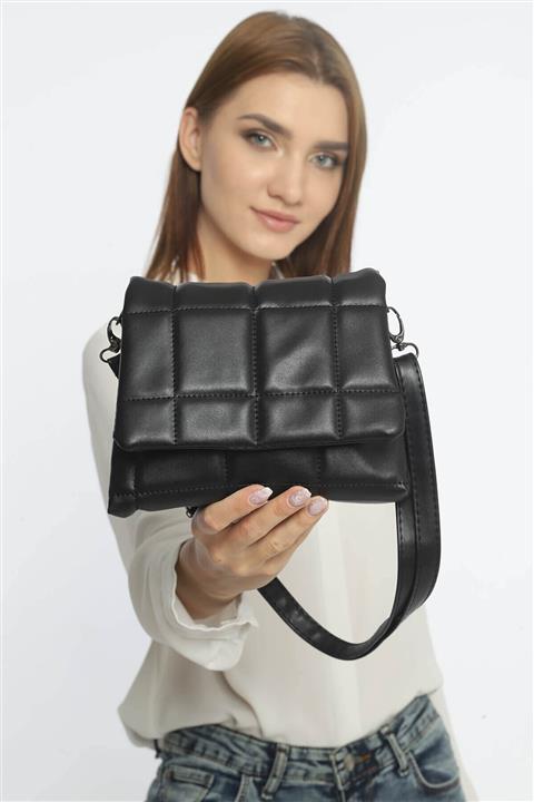 ASLAN ÇANTA Siyah Evva 3 Bölmeli Kadın Omuz Çantası