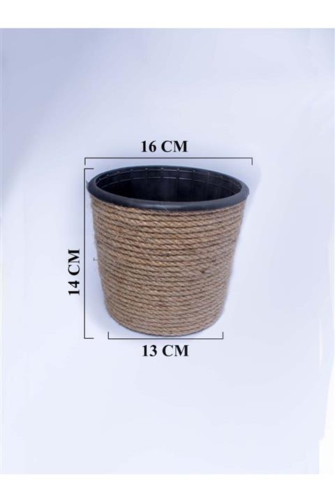 Halat Dekor Jüt Hasır Halat Saksı Küçük Boy 2 Litre