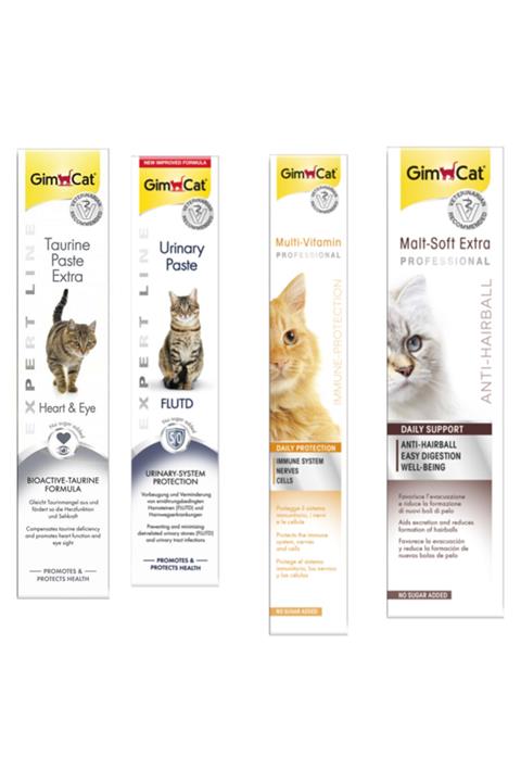 Gimcat Taurine 50gr +Urinary 50gr +Multi Vitamin 100gr Paste +Anti-hairball Malt 100gr Paste Kedi Macunları