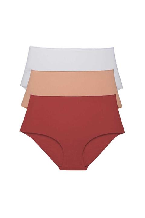 SAPPHIRE TEXTILE Kadın Yüksek Bel Lazer Kesim Külot 3'lü