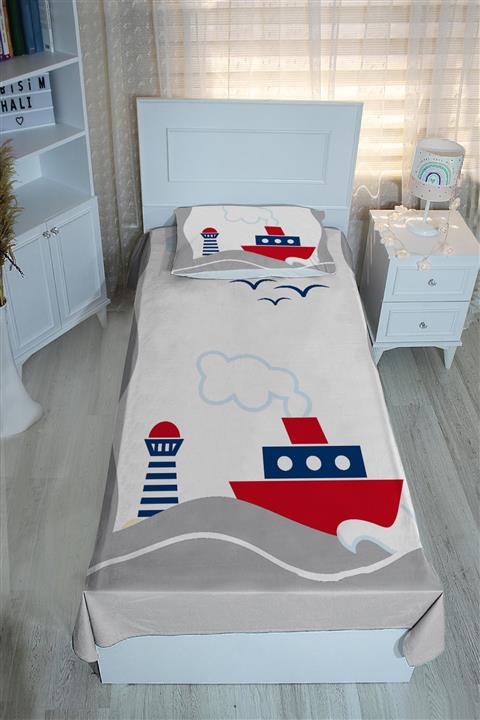 Bebişim Halı Denizci Gemili Bh1278 Pike&yatak Örtüsü(yastık Kılıflı)