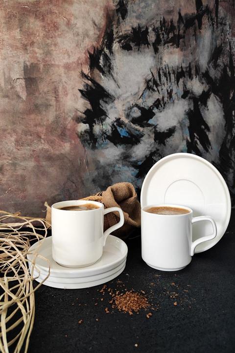 Anı Home 2'li Porselen Beyaz Kahve Çay Fincanı