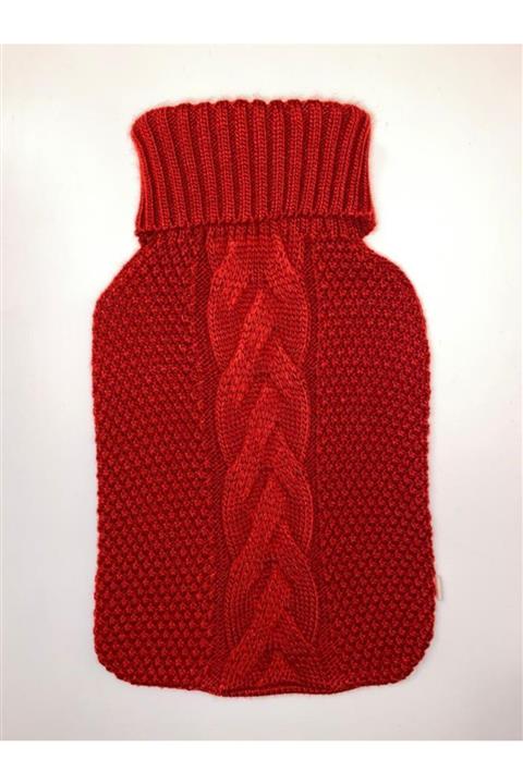 Retro Time Triko Örgü Sıcak Su Torbası Kılıfı 2 Lt -kırmızı