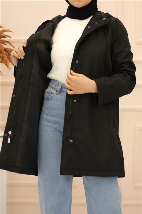 İmajButik Kapşonlu Yağmurluk/siyah