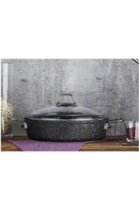 FALEZ Black Line Granit Döküm 28 Cm Kısa Karnıyarık Tencere Siyah