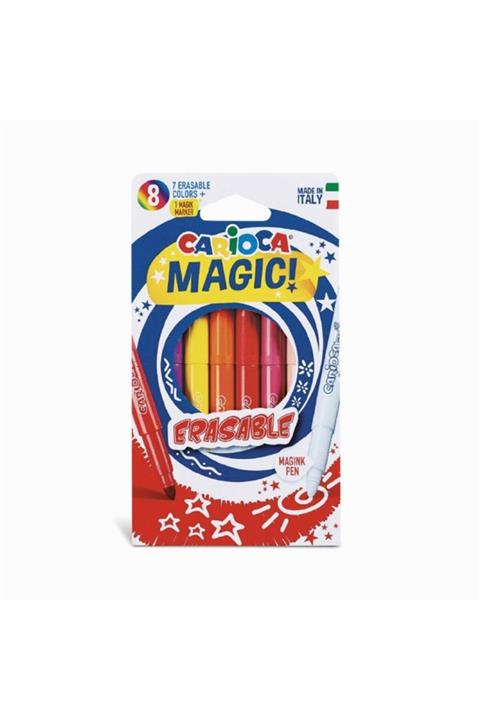 CARIOCA Silinebilir Sihirli Keçeli Kalemler (7 Renk +1 Düzeltici Beyaz)