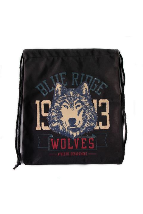 arswear Unisex Siyah İpli Keten Sırt Çantası 45x40cm