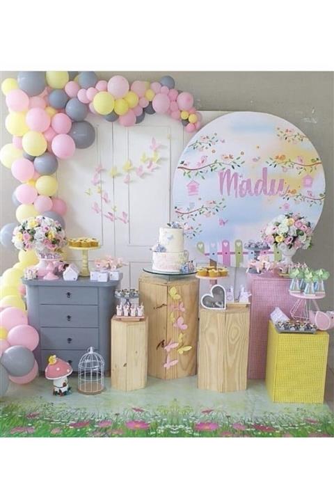 selens party Sarı Gri Pembe Pastel Balon Zincir 60 Adet