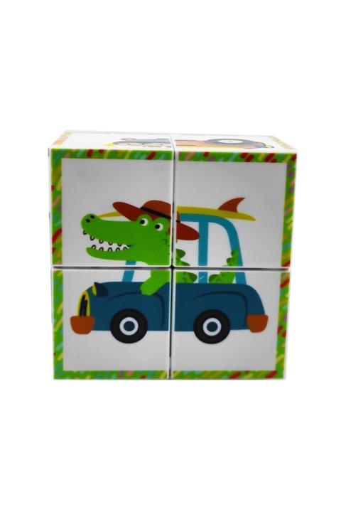 KÜPSS Mıknatıslı Küp Puzzle Arabalı Hayvanlar (MANYETİK 4 KÜP)