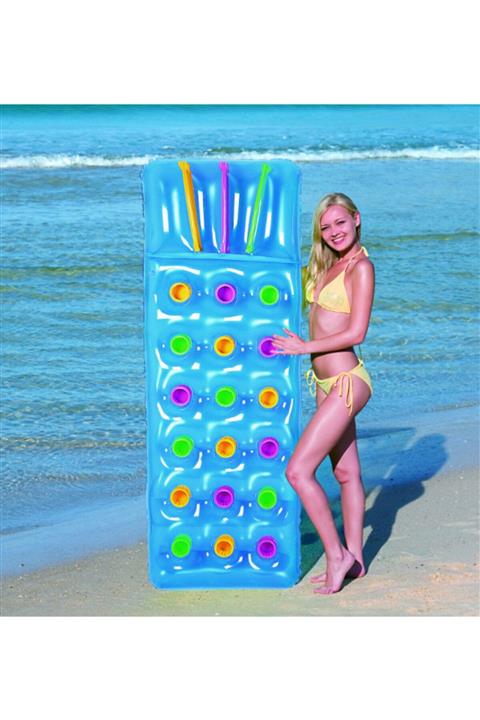 BESTWAY 43014 Renkli Bardaklı Yatak 188x71 cm.