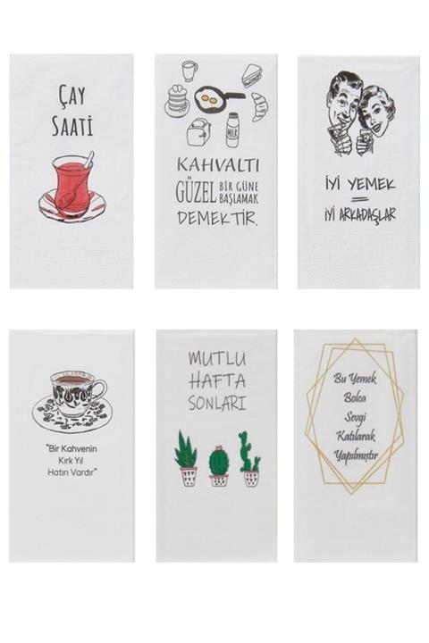 NapkinStore Baskılı Peçete 6 Model ( 144 Adet )