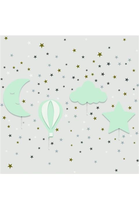 instababyrooms 1 Aydede 1 Bulut 1 Balon 1 Yıldız 4'lü Set 200 Beyaz Sticker