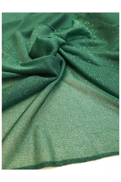 Safir Kumaş Simli Abiye Elbise Şallık