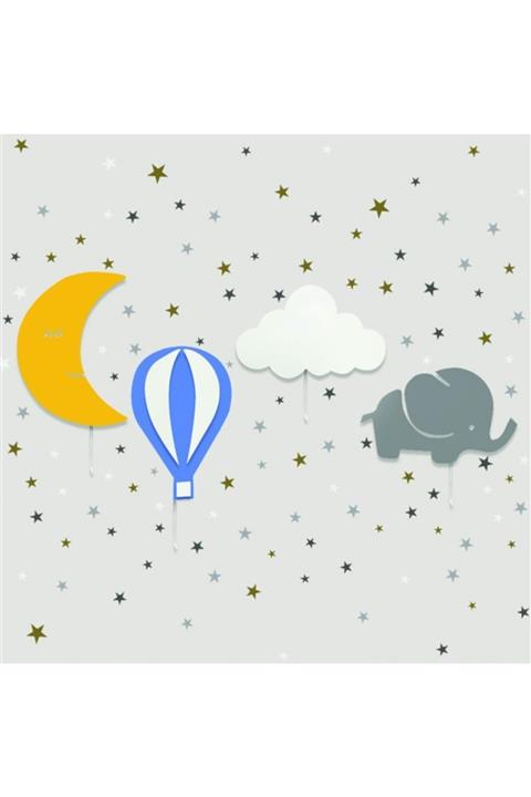 instababyrooms Aydede Bulut Balon Fil 4'lü Sticker Set