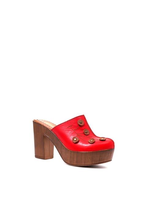 Beta Shoes Kadın  Hakiki Deri  Kırmızı Sandalet