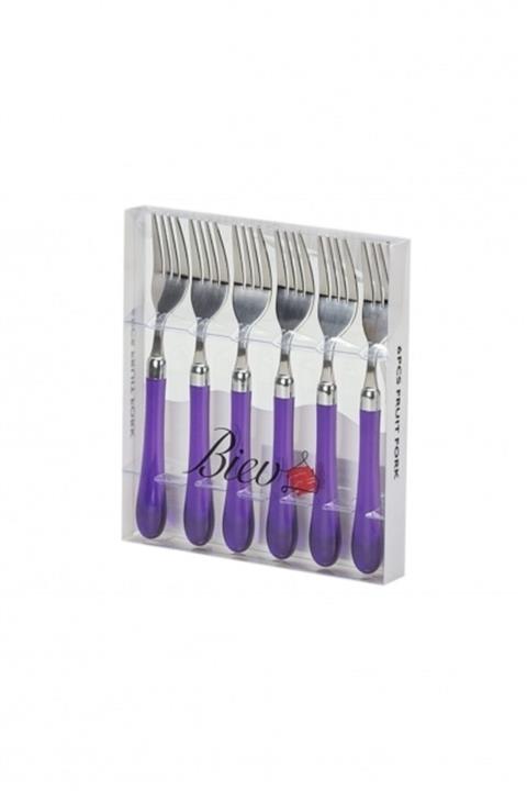 BİEV Mor Melamin&Çelik 6 Lı Tatlı Çatalı Sgr1402 - 6f