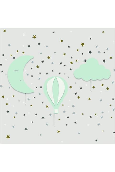 instababyrooms 1 Aydede 1 Bulut 1 Balon 3'Lü Set 150 Beyaz Sticker