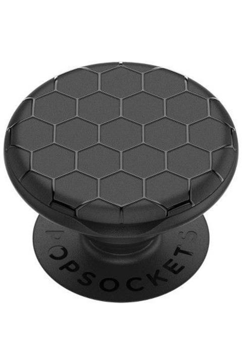 PixyTech Siyah Deri Desenli Popsoket Telefon Parmak Tutucu Popsocket