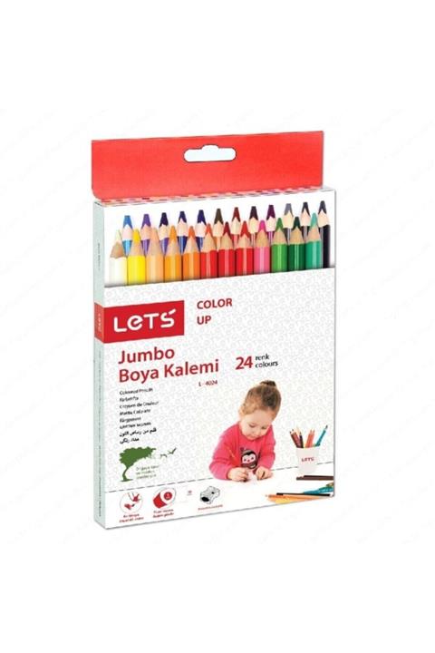 Lets Jumbo Üçgen Boya Kalemi 24 Renk + Kalemtraş
