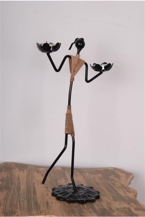 Le ante Siyah Dekoratif Mumluk- Danscı Figürlü Mumluk- Tealight (mum) Dahil